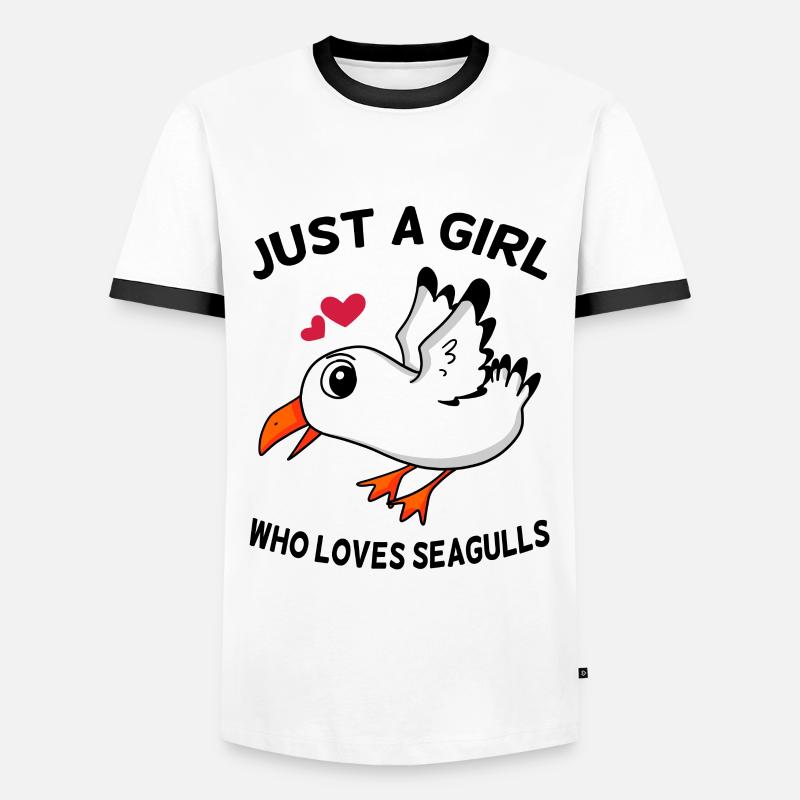 Möwe Liebe Mädchen - Männer Kontrast-T-Shirt - Weiß/Schwarz