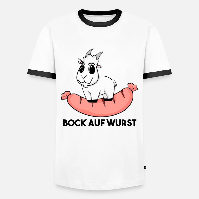Bock auf Wurst - Ziege Ziegenbock - Männer Kontrast-T-Shirt - Weiß/Schwarz