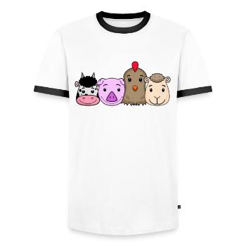 Animaux mignons - T-shirt contrasté Homme - blanc/noir - Devant - AI Model Female 172 light (172cm) & AI Model Male 178 dark (178cm)