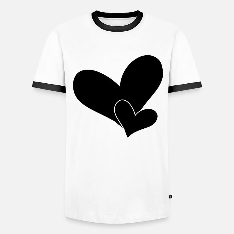 Herz - Männer Kontrast-T-Shirt - Weiß/Schwarz