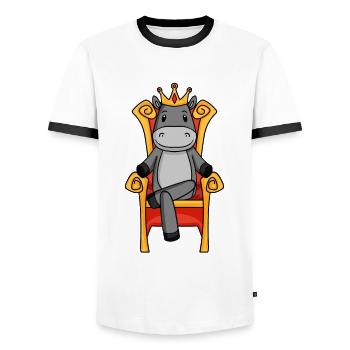 King Donkey - Souverain de la Reine du Trône - T-shirt contrasté Homme - blanc/noir - Devant - AI Model Female 172 light (172cm) & AI Model Male 178 dark (178cm)