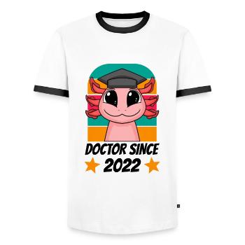 Doctorate Doctoral Thesis Doctorate 2022 - Men's Ringer Shirt - white/black - Front - AI Model Female 172 light (172cm) & AI Model Male 178 dark (178cm)