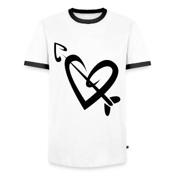 Flèche de cœur - T-shirt contrasté Homme - blanc/noir - Devant - AI Model Female 172 light (172cm) & AI Model Male 178 dark (178cm)