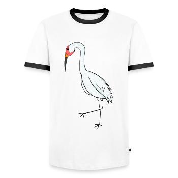 Oiseaux migrateurs Grue Oiseau - T-shirt contrasté Homme - blanc/noir - Devant - AI Model Female 172 light (172cm) & AI Model Male 178 dark (178cm)