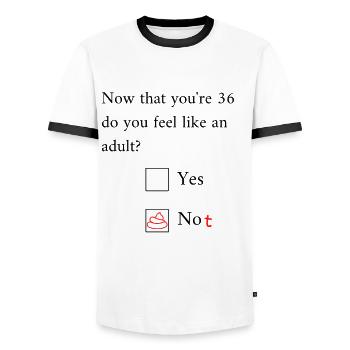 Drôle 36ème anniversaire Anniversaire Célébrant Happy Bday - T-shirt contrasté Homme - blanc/noir - Devant - AI Model Female 172 light (172cm) & AI Model Male 178 dark (178cm)