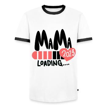 Mama 2023 loading - Werdende Mutter 2023 - Männer Kontrast-T-Shirt - Weiß/Schwarz - Vorne - AI Model Female 172 light (172cm) & AI Model Male 178 dark (178cm)