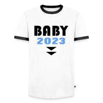 Bébé 2023 Garçon - T-shirt contrasté Homme - blanc/noir - Devant - AI Model Female 172 light (172cm) & AI Model Male 178 dark (178cm)