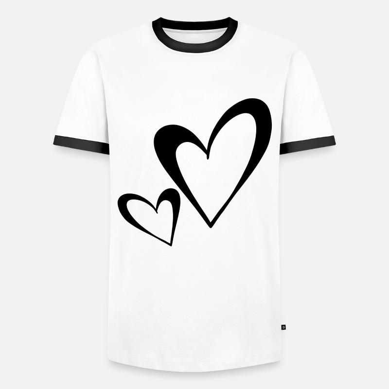 Herz - Männer Kontrast-T-Shirt - Weiß/Schwarz