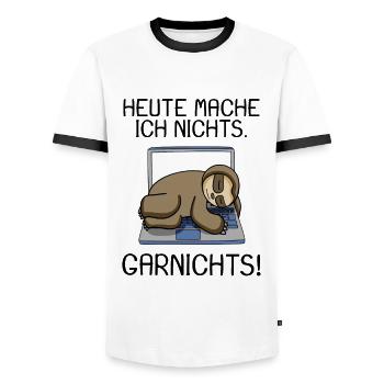 Lustiger Faultier Spruch Büro Humor Geschenk - Männer Kontrast-T-Shirt - Weiß/Schwarz - Vorne - AI Model Female 172 light (172cm) & AI Model Male 178 dark (178cm)