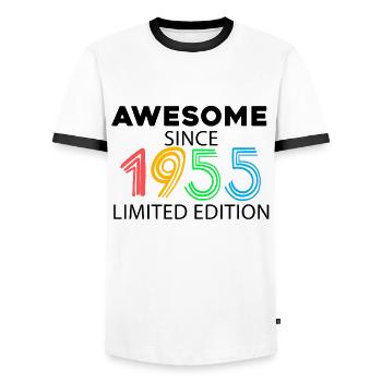 Fantastic since 1955 - born in 1955 - Men's Ringer Shirt - white/black - Front - AI Model Female 172 light (172cm) & AI Model Male 178 dark (178cm)