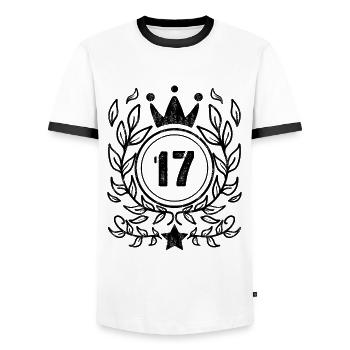 17 Jahre alt Krone - 17 Geburtstag - Männer Kontrast-T-Shirt - Weiß/Schwarz - Vorne - AI Model Female 172 light (172cm) & AI Model Male 178 dark (178cm)