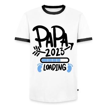 Père 2023 - Papa 2023 - Devenez papa - T-shirt contrasté Homme - blanc/noir - Devant - AI Model Female 172 light (172cm) & AI Model Male 178 dark (178cm)