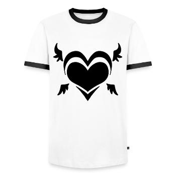 Symbole de l’aile de l’ange du cœur - T-shirt contrasté Homme - blanc/noir - Devant - AI Model Female 172 light (172cm) & AI Model Male 178 dark (178cm)