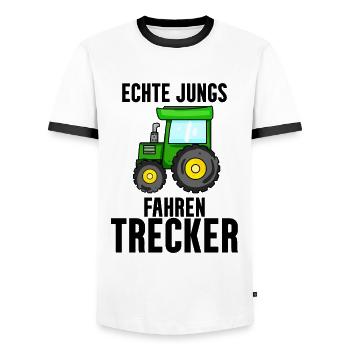Trecker Bauer Landwirt Traktor Junge Geschenk - Männer Kontrast-T-Shirt - Weiß/Schwarz - Vorne - AI Model Female 172 light (172cm) & AI Model Male 178 dark (178cm)