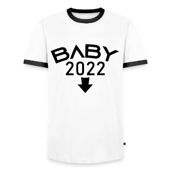 Bébé 2022 - Naissance Enceinte 2022 - T-shirt contrasté Homme - blanc/noir - Devant - AI Model Female 172 light (172cm) & AI Model Male 178 dark (178cm)