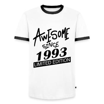 Fantastic since 1993 - born in 1993 - Men's Ringer Shirt - white/black - Front - AI Model Female 172 light (172cm) & AI Model Male 178 dark (178cm)