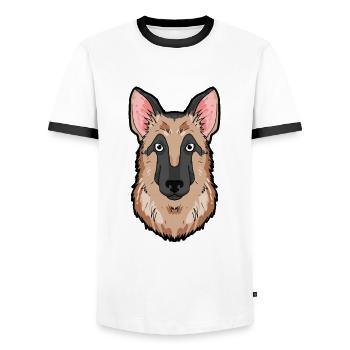 Propriétaire de chien de tête de berger allemand - T-shirt contrasté Homme - blanc/noir - Devant - AI Model Female 172 light (172cm) & AI Model Male 178 dark (178cm)