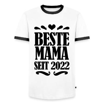 Beste Mama seit 2022 - Männer Kontrast-T-Shirt - Weiß/Schwarz - Vorne - AI Model Female 172 light (172cm) & AI Model Male 178 dark (178cm)