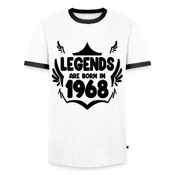 1968 - Jahrgang 1968 - Männer Kontrast-T-Shirt - Weiß/Schwarz - Vorne - AI Model Female 172 light (172cm) & AI Model Male 178 dark (178cm)