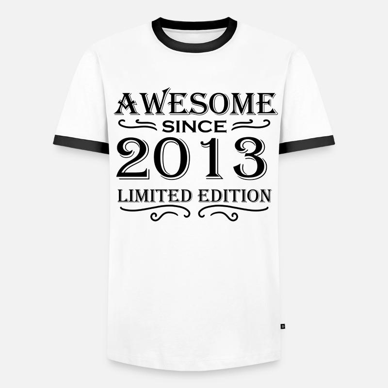 2013 - Männer Kontrast-T-Shirt - Weiß/Schwarz