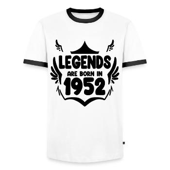 1952 - Männer Kontrast-T-Shirt - Weiß/Schwarz - Vorne - AI Model Female 172 light (172cm) & AI Model Male 178 dark (178cm)