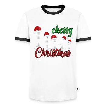 Weihnachtsgeschenk Schach Geschenkidee - Männer Kontrast-T-Shirt - Weiß/Schwarz - Vorne - AI Model Female 172 light (172cm) & AI Model Male 178 dark (178cm)