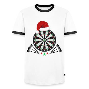 Weihnachten Dart Darts Geschenk - Männer Kontrast-T-Shirt - Weiß/Schwarz - Vorne - AI Model Female 172 light (172cm) & AI Model Male 178 dark (178cm)