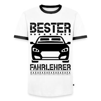 moniteur de conduite - T-shirt contrasté Homme - blanc/noir - Devant - AI Model Female 172 light (172cm) & AI Model Male 178 dark (178cm)