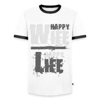 Happy Wife Happy Life - Men's Ringer Shirt - white/black - Front - AI Model Female 172 light (172cm) & AI Model Male 178 dark (178cm)