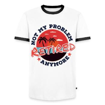 Nicht Mein Problem bin in Rente Rentner Lustig - Männer Kontrast-T-Shirt - Weiß/Schwarz - Vorne - AI Model Female 172 light (172cm) & AI Model Male 178 dark (178cm)