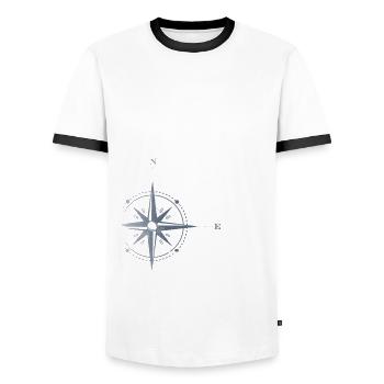 Bornholm Ostsee Insel Koordinaten Karte Urlaub - Männer Kontrast-T-Shirt - Weiß/Schwarz - Vorne - AI Model Female 172 light (172cm) & AI Model Male 178 dark (178cm)