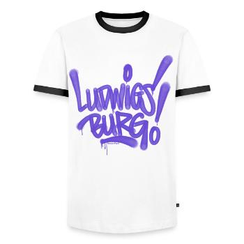 Ludwigsburg Graffiti Style T Shirt Design - Männer Kontrast-T-Shirt - Weiß/Schwarz - Vorne - AI Model Female 172 light (172cm) & AI Model Male 178 dark (178cm)