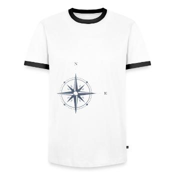 Teneriffa Atlantik Insel Koordinaten Karte Urlaub - Männer Kontrast-T-Shirt - Weiß/Schwarz - Vorne - AI Model Female 172 light (172cm) & AI Model Male 178 dark (178cm)