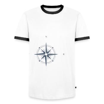 Schiermonnikoog Nordsee Insel Koordinaten Karte - Männer Kontrast-T-Shirt - Weiß/Schwarz - Vorne - AI Model Female 172 light (172cm) & AI Model Male 178 dark (178cm)