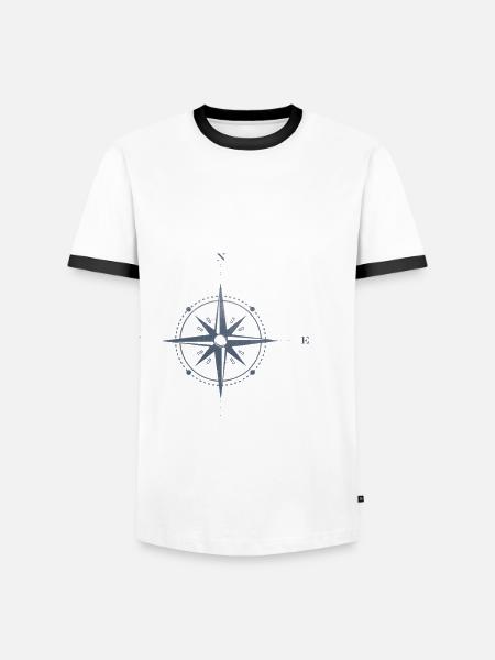 Schiermonnikoog Noordzee-eiland coördinaten kaart - Mannen contrastshirt - wit/zwart