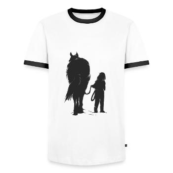 Horse owner - Men's Ringer Shirt - white/black - Front - AI Model Female 172 light (172cm) & AI Model Male 178 dark (178cm)