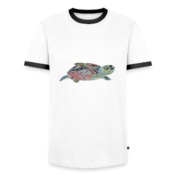 Meer Schildkröte - Männer Kontrast-T-Shirt - Weiß/Schwarz - Vorne - AI Model Female 172 light (172cm) & AI Model Male 178 dark (178cm)