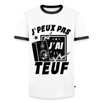 Je Peux Pas J'ai Teuf - T-shirt contrasté Homme - blanc/noir - Devant - AI Model Female 172 light (172cm) & AI Model Male 178 dark (178cm)