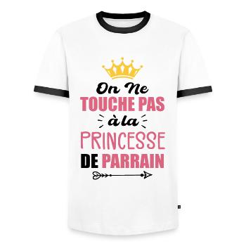 On Ne Touche Pas à la Princesse de Parrain Cadeau - T-shirt contrasté Homme - blanc/noir - Devant - AI Model Female 172 light (172cm) & AI Model Male 178 dark (178cm)