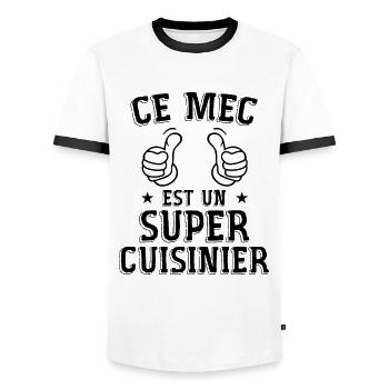 Ce mec est un super cuisinier - T-shirt contrasté Homme - blanc/noir - Devant - AI Model Female 172 light (172cm) & AI Model Male 178 dark (178cm)