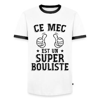 Ce mec est un super bouliste, pétanque, fête pères - T-shirt contrasté Homme - blanc/noir - Devant - AI Model Female 172 light (172cm) & AI Model Male 178 dark (178cm)