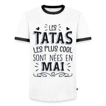 Anniversaire Tante Tata Mai Cadeau - T-shirt contrasté Homme - blanc/noir - Devant - AI Model Female 172 light (172cm) & AI Model Male 178 dark (178cm)
