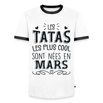 Anniversaire Tante Tata Mars Cadeau - T-shirt contrasté Homme - blanc/noir - Devant - AI Model Female 172 light (172cm) & AI Model Male 178 dark (178cm)
