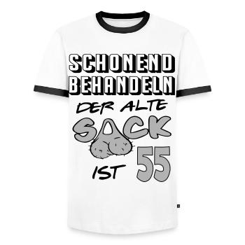 Geburtstag 55 Schonend behandeln Alter Sack ist - Männer Kontrast-T-Shirt - Weiß/Schwarz - Vorne - AI Model Female 172 light (172cm) & AI Model Male 178 dark (178cm)