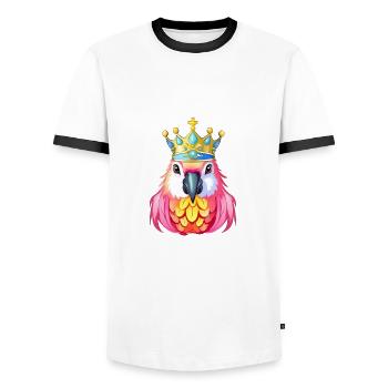 Rosa Papagei Majestät Krone - Männer Kontrast-T-Shirt - Weiß/Schwarz - Vorne - AI Model Female 172 light (172cm) & AI Model Male 178 dark (178cm)
