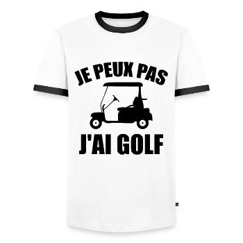Je Peux Pas J'ai Golf - T-shirt contrasté Homme - blanc/noir - Devant - AI Model Female 172 light (172cm) & AI Model Male 178 dark (178cm)