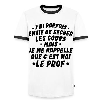 Professeur - Enseignant - Je Suis Professeur - T-shirt contrasté Homme - blanc/noir - Devant - AI Model Female 172 light (172cm) & AI Model Male 178 dark (178cm)