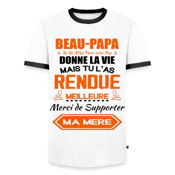 Beau Papa Cadeau - Meilleure Beau-Pére - T-shirt contrasté Homme - blanc/noir - Devant - AI Model Female 172 light (172cm) & AI Model Male 178 dark (178cm)