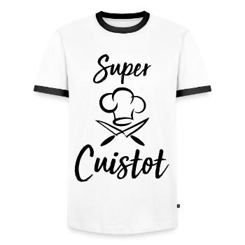 Cuisine super cuistot humour cuisinier cadeau - T-shirt contrasté Homme - blanc/noir - Devant - AI Model Female 172 light (172cm) & AI Model Male 178 dark (178cm)