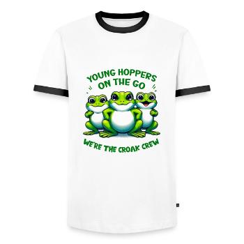 Comic Toads Gang - Men's Ringer Shirt - white/black - Front - AI Model Female 172 light (172cm) & AI Model Male 178 dark (178cm)